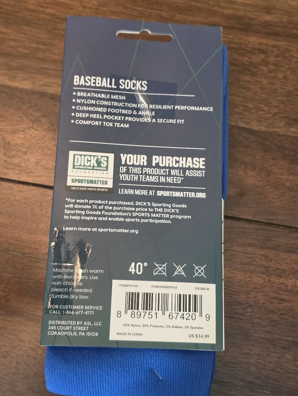 Dick’s Sporting Goods Baseball Socks 2 Pack Royal Blue Youth Shoe Size 4-8 New 3